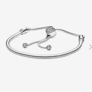 Pandora Silver Snake Chain Bracelet with Sparkling Accents